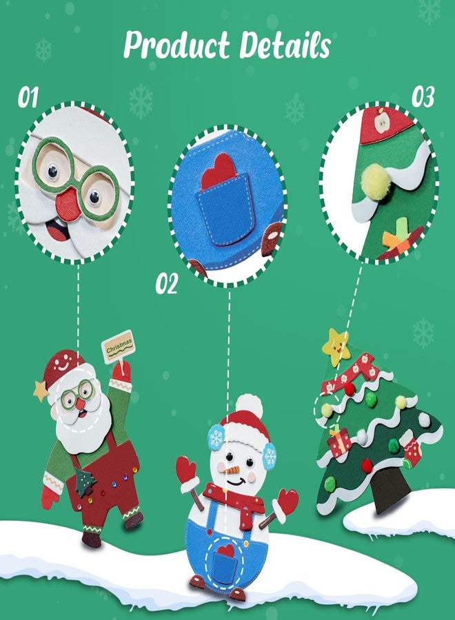 28°C 27 Sets Christmas Crafts for Kids Winter Arts and Crafts DIY Christmas Trees Snowmen Santa Claus Christmas Foam Stickers Tree Ornaments for Home Classroom Activities Party Favors Supplies - Image 3
